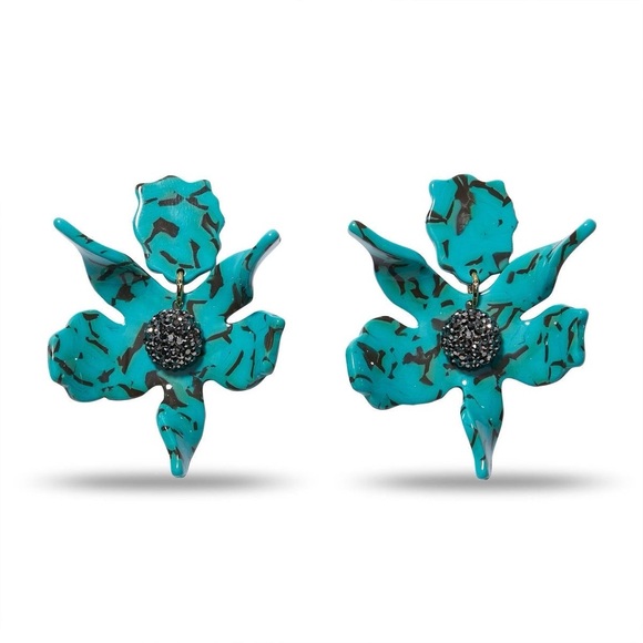 Lele Sadoughi 10 Year Anniversary Turquoise Small Crystal Lily Earrings NEW - Picture 1 of 13